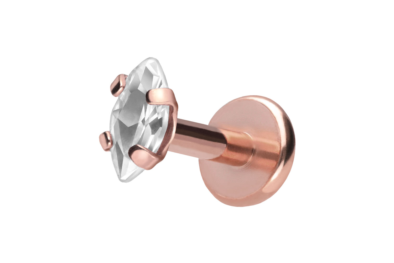 Titan Labret Piercing mit Push Fit EINGEFASSTER KRISTALLTROPFEN